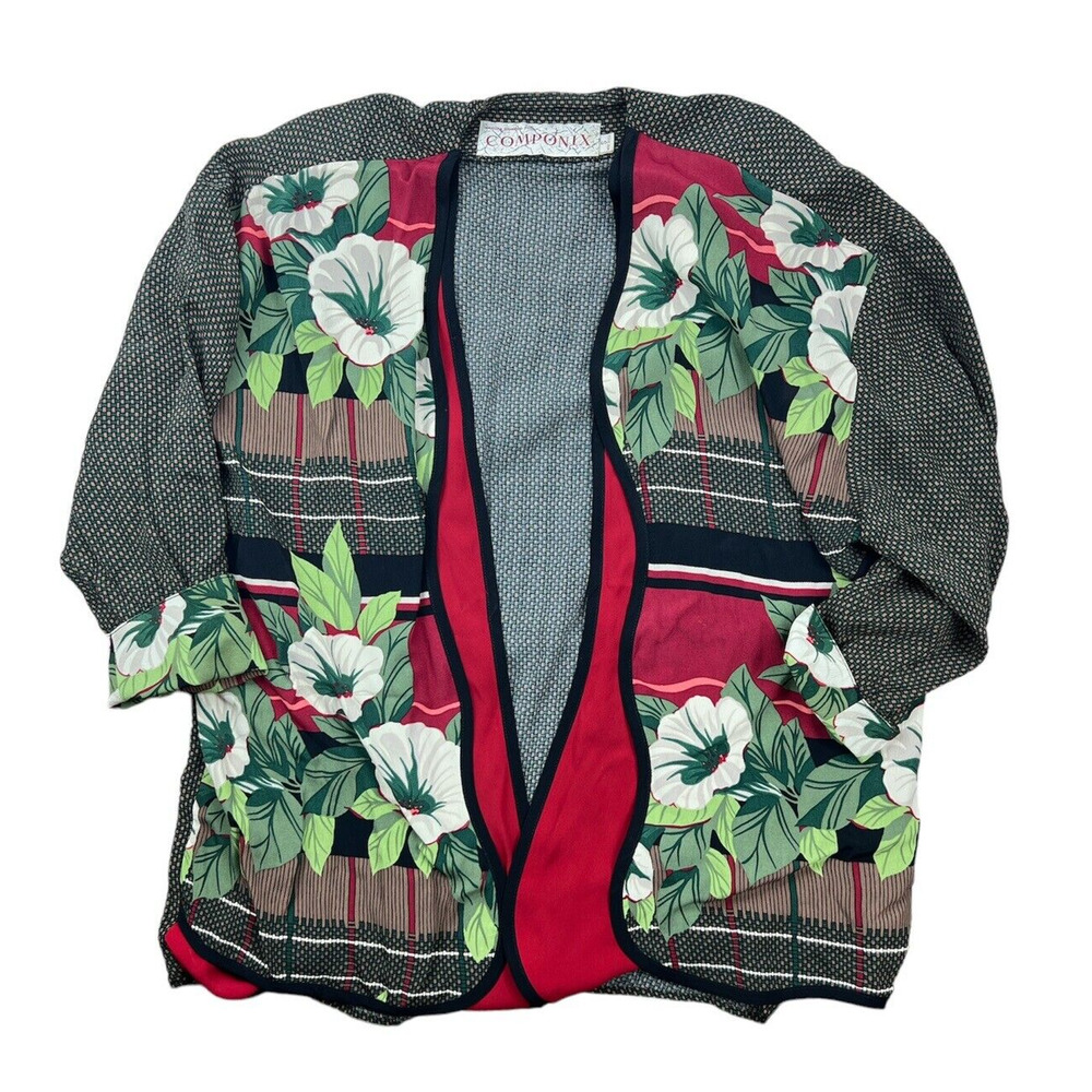 Vitg Marsha Brander for Componix Colorful Floral Open Front Cardigan sz s boho